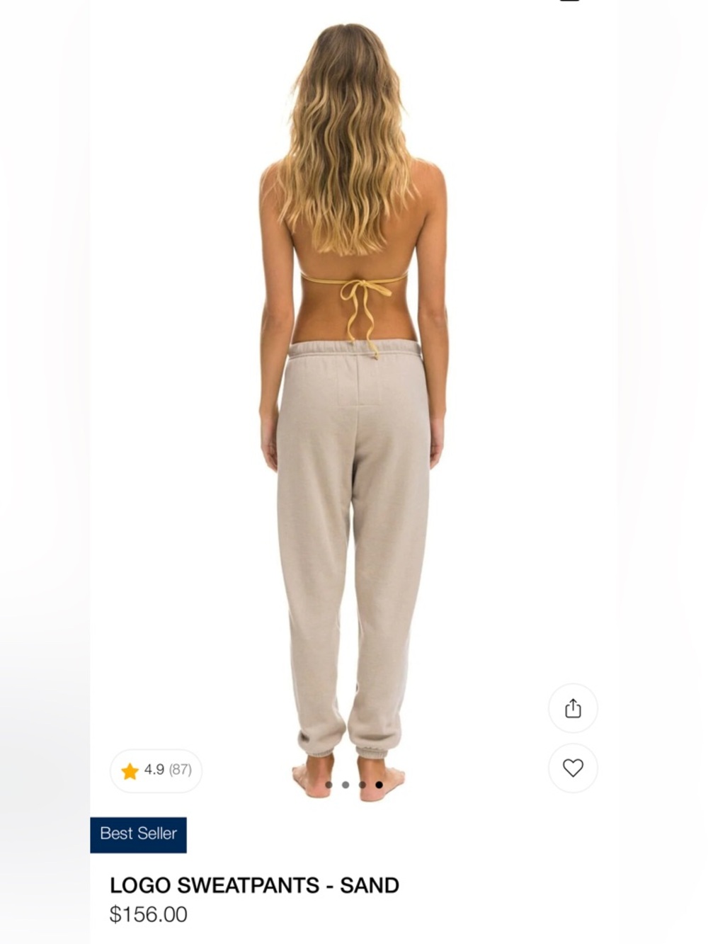 Womens Aviator Nation Neutral Sand Sweatpants - Picture 5 of 16